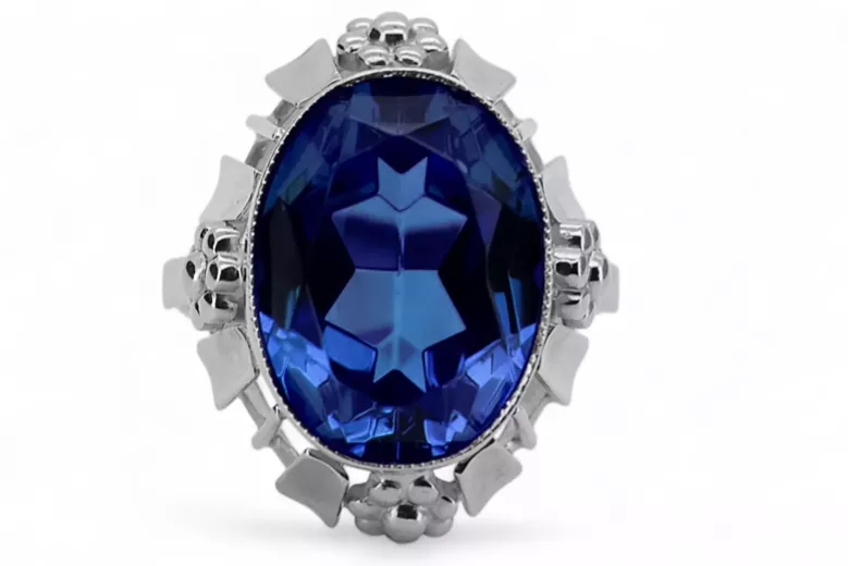 Sterling silver 925 Sapphire Ring Vintage craft vrc043s